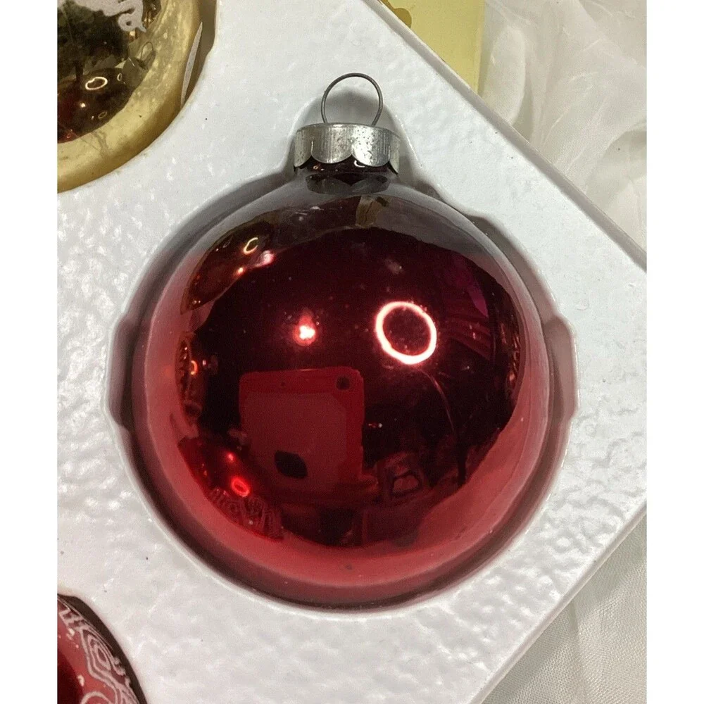 Vintage Mercury Glass Glitter Merry Christmas Ornaments Stenciled 1950s Pyramid